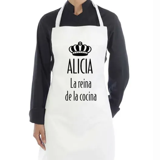 Delantal "La reina de la cocina" personalizado (Vista alternativa)