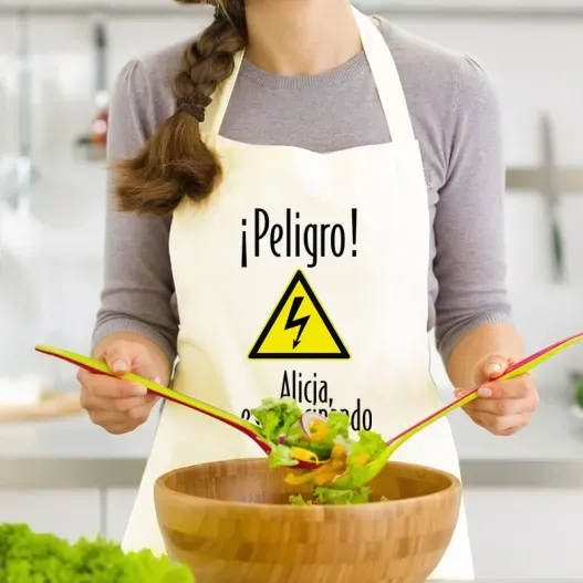 Delantal "Peligro cocinando" personalizado (Idea de regalo original)