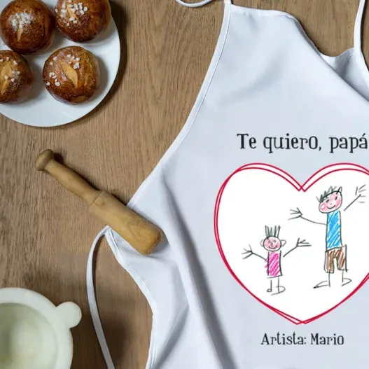 Delantal personalizado coraz&oacute;n con dibujo para pap&aacute; (Vista alternativa)