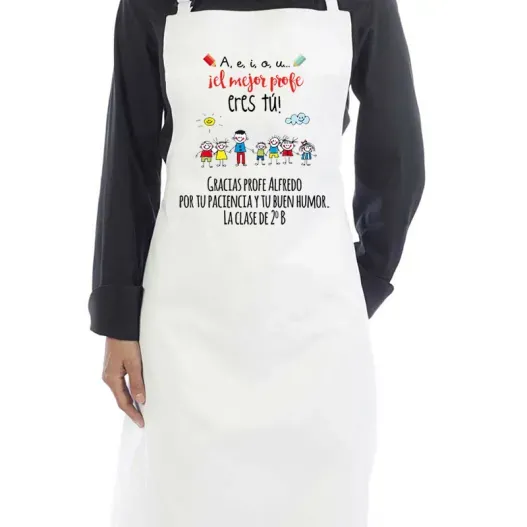 Delantal personalizado &iexcl;El mejor profe eres t&uacute;! (Detalle de presentación)