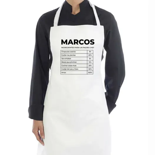 Delantal personalizado para padre 'Ingredientes' (Detalle de presentación)