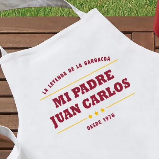 Delantal personalizado 'Leyenda de la BBQ' (Detalle de presentación)