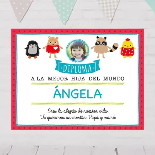 Diploma para la mejor hija con foto (Vista alternativa)