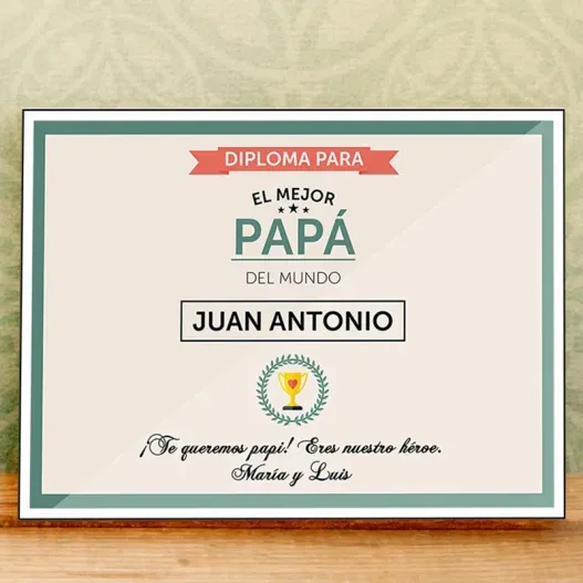Diploma personalizado para el mejor pap&aacute; (Idea de regalo original)