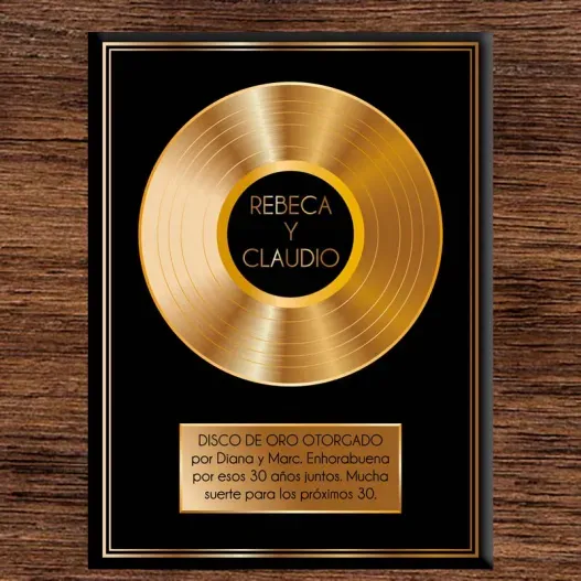 Disco de oro personalizado en lienzo (Opción de grabado)