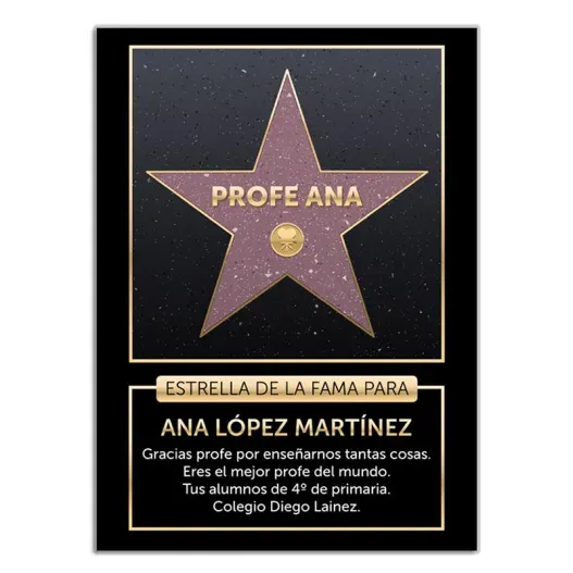 Estrella de la fama personalizada para profesores (Idea de regalo original)
