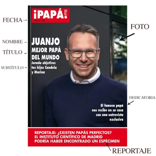 Falsa portada de revista para pap&aacute; (Detalle de presentación)