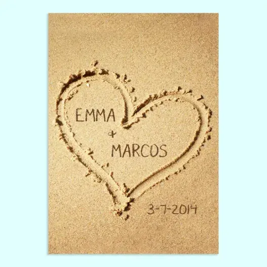 L&aacute;mina personalizada Coraz&oacute;n en la arena (Foto de catálogo)