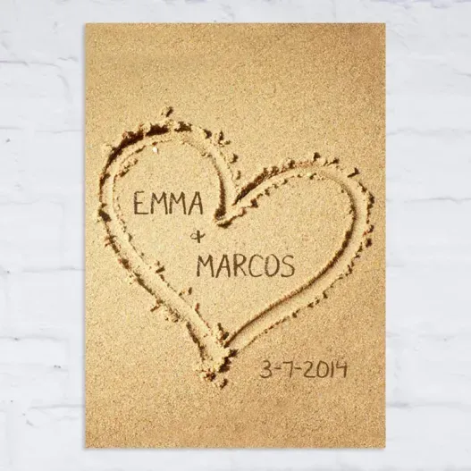 L&aacute;mina personalizada Coraz&oacute;n en la arena