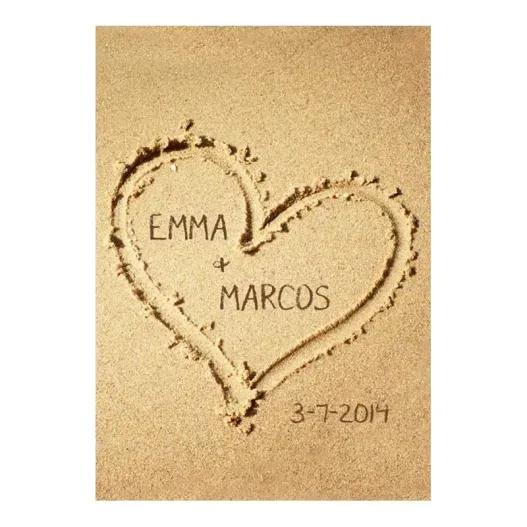 L&aacute;mina personalizada Coraz&oacute;n en la arena (Detalle de presentación)