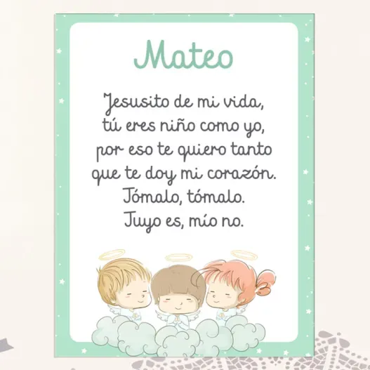 Placa oraci&oacute;n personalizada para comuni&oacute;n o bautizo (Vista alternativa)