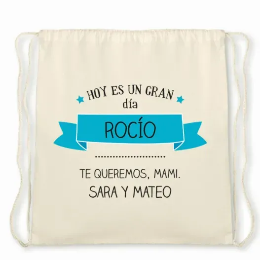 Mochila de cuerdas BIO personalizada (Detalle de presentación)