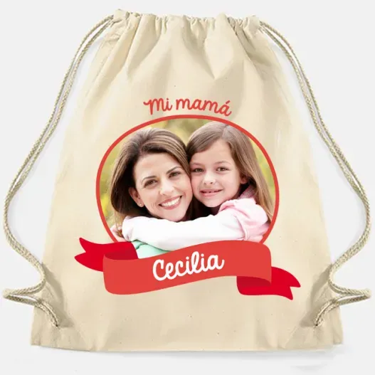 Mochila de cuerdas BIO personalizada con foto (Vista alternativa)