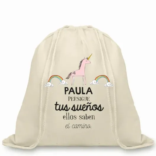 Mochila de cuerdas BIO personalizada con mensaje (Idea de regalo original)