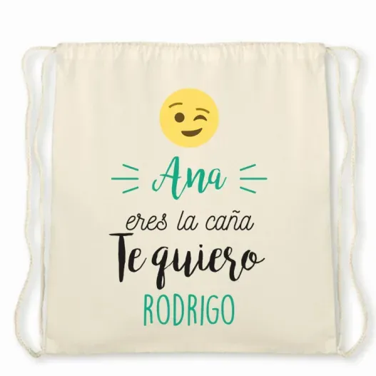 Mochila de cuerdas BIO personalizada emoticono (Detalle de presentación)
