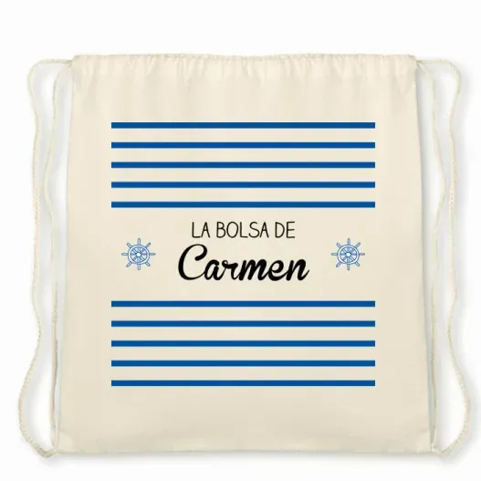 Mochila de cuerdas marinera BIO personalizada (Detalle de presentación)