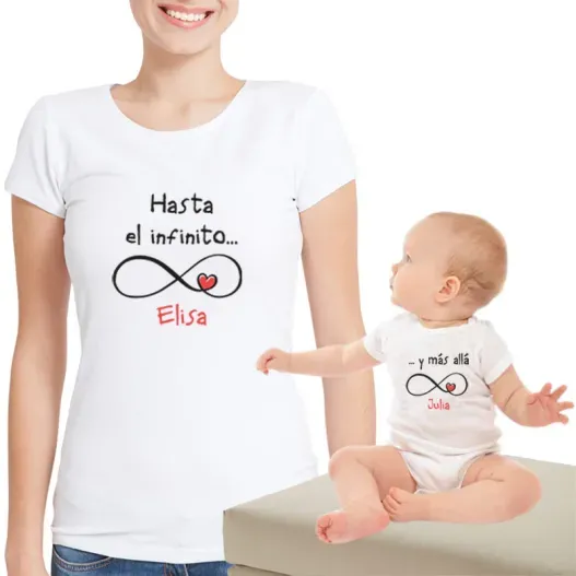 Pack camisetas personalizadas madre e hij@ 'Infinito' (Detalle de presentación)
