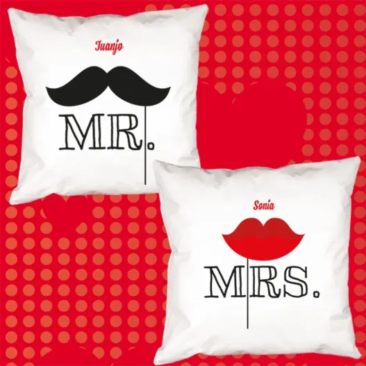 Pack de cojines personalizados Mr y Mrs (Vista alternativa)