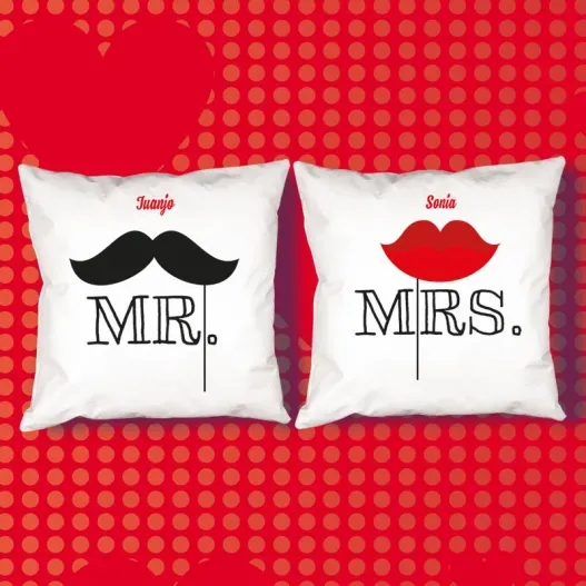 Pack de cojines personalizados Mr y Mrs (Idea de regalo original)