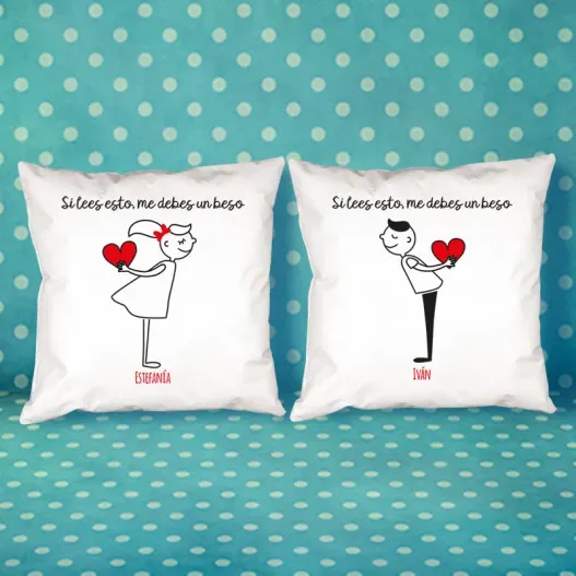 Pack de cojines personalizados "Si lees esto..." (Detalle de presentación)