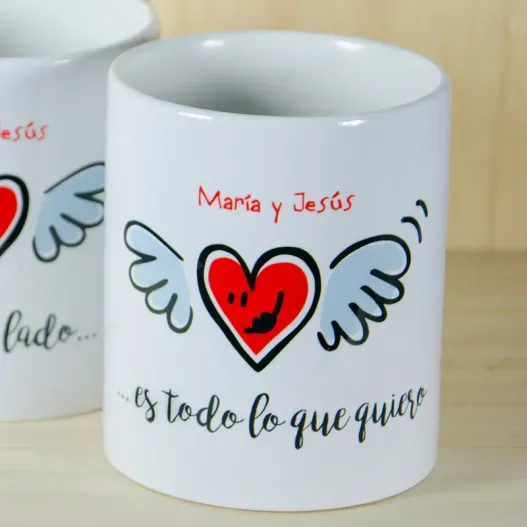 Pack de tazas personalizadas "Estar a tu lado" (Detalle de presentación)