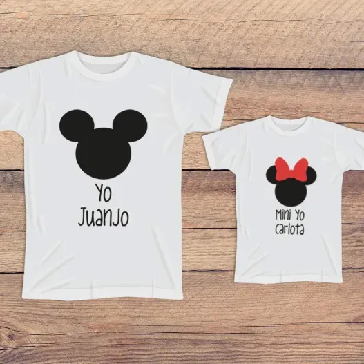 Pack personalizado camisetas 'Yo y Mini Yo' (Detalle de presentación)