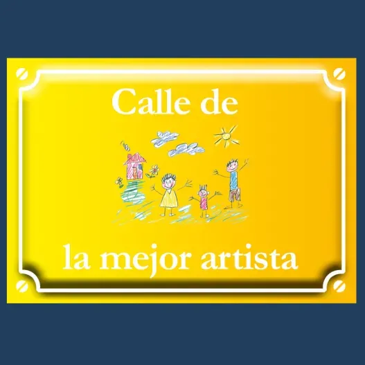 Placa de calle con el dibujo de tu hijo (Detalle de presentación)