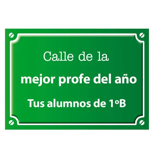 Placa de calle personalizada para profesores (Detalle de presentación)