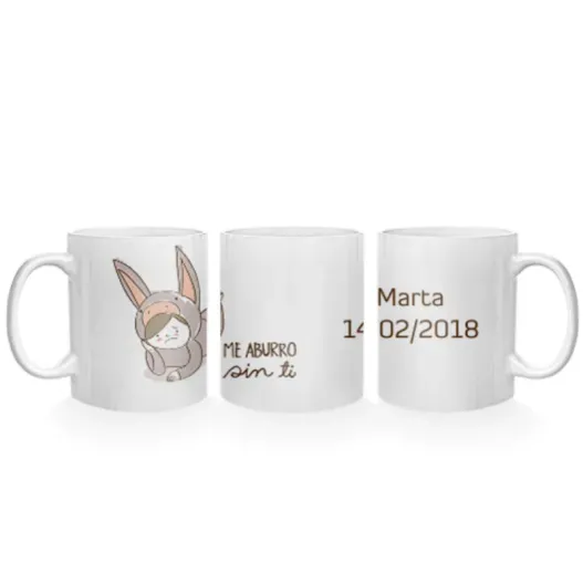 Taza "me aburro sin ti" personalizada