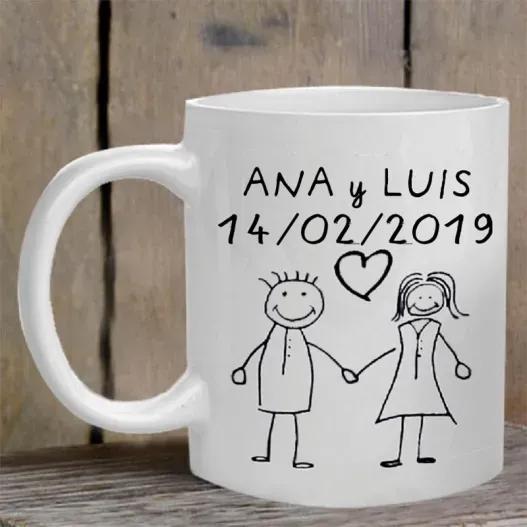Taza pareja personalizada (Detalle de presentación)