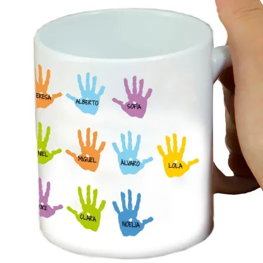 Taza personalizada 'Dejas huella' (Detalle de presentación)