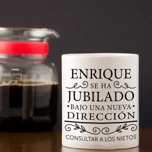 Taza personalizada 'Jubilaci&oacute;n' (Detalle de presentación)