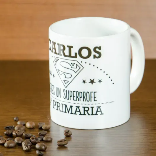 Taza personalizada Superprofe (Detalle de presentación)