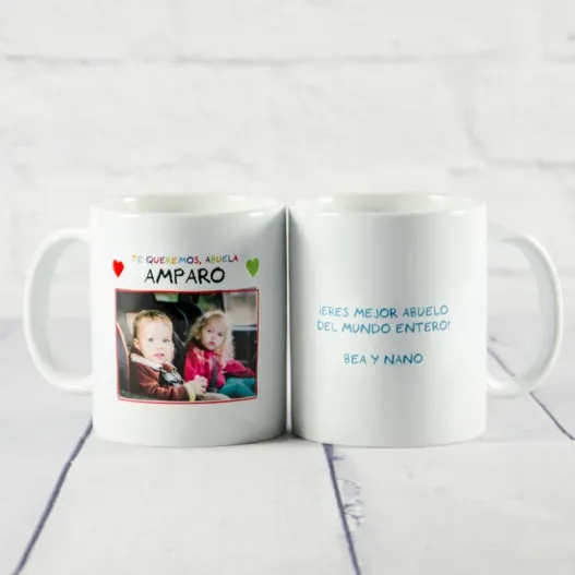 Taza personalizada Te queremos abuelo o abuela
