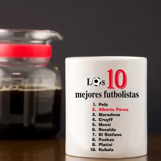 Taza personalizada 'Top 10 futbolistas' (Vista alternativa)