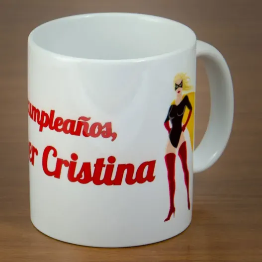 Taza superhero&iacute;na personalizada (Foto de catálogo)