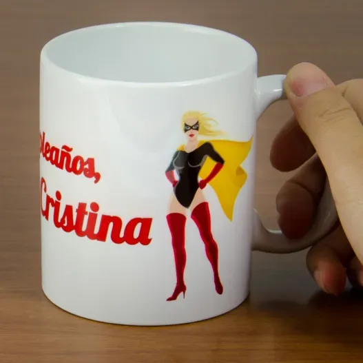 Taza superhero&iacute;na personalizada (Idea de regalo original)