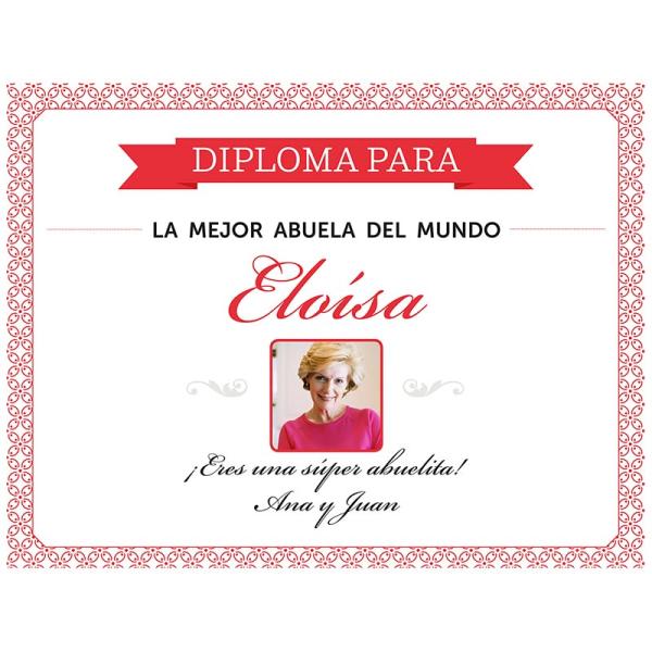 Diploma para la mejor abuela con foto