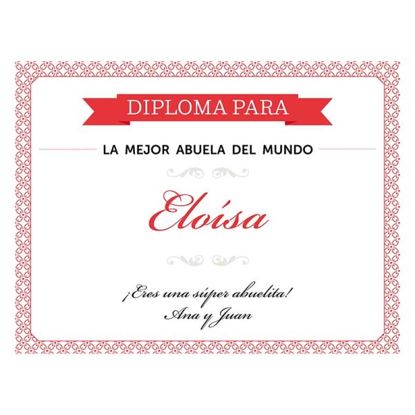 Diploma personalizado para la mejor abuela