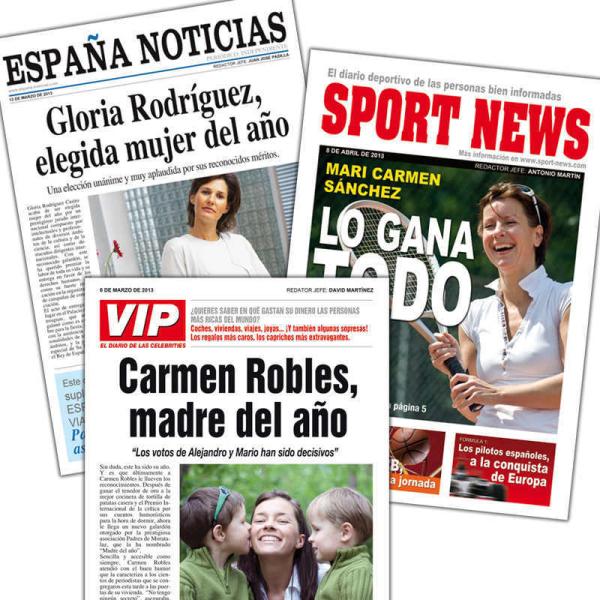 Falsa portada de periódico para ella
