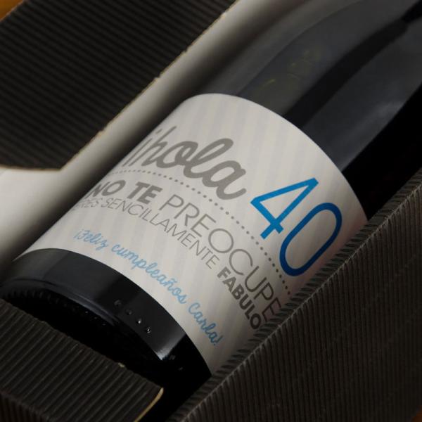 Botella de vino 40 cumpleaños