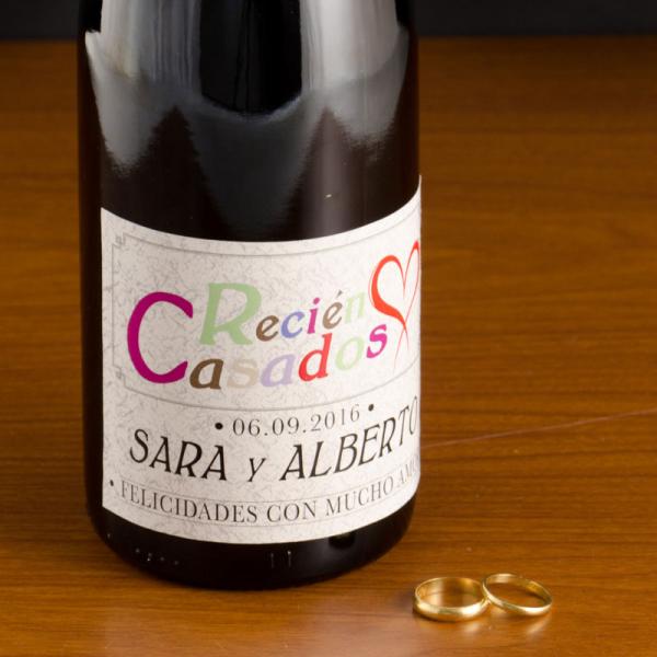 Botella de vino especial boda