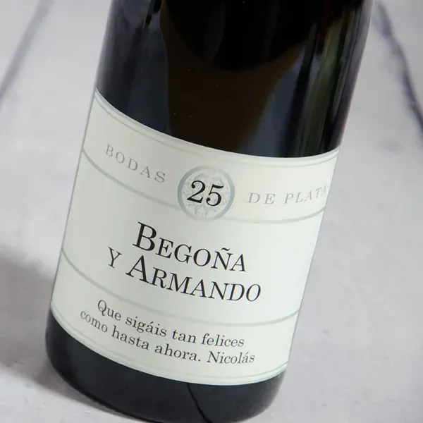 Botella de vino especial Bodas de Plata