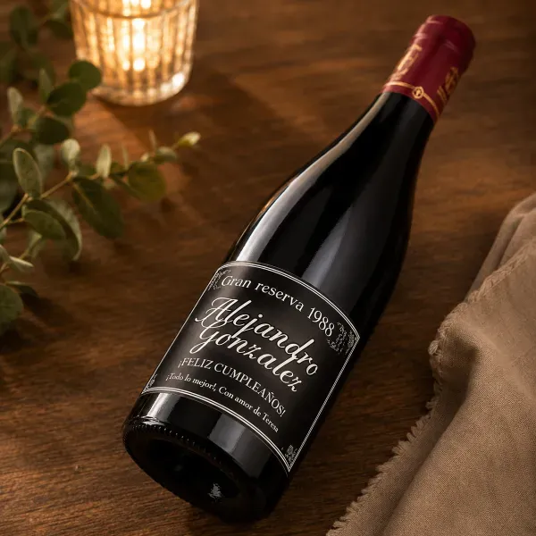 Botella de vino etiqueta Gran reserva
