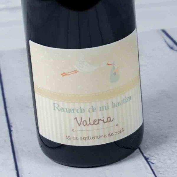 Botella de vino para bautizos personalizada