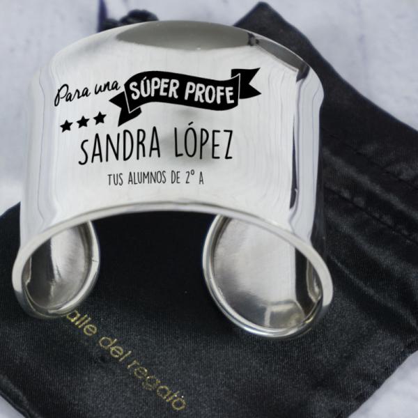 Brazalete de plata personalizado para Súper Profe