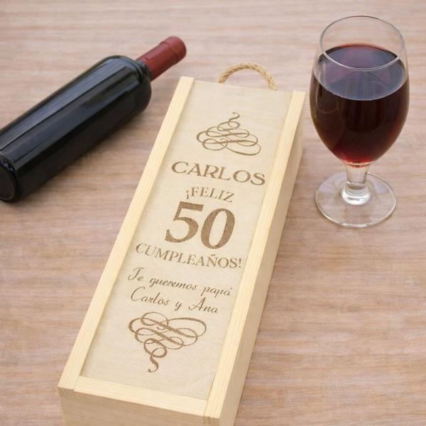 Caja botella de vino especial cumpleaños