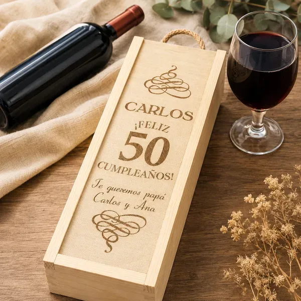 Caja botella de vino especial cumpleaños