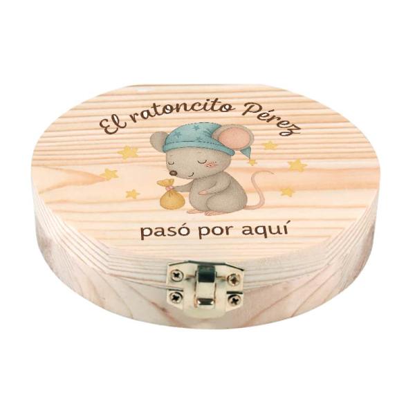 Regalos personalizados: Regalos con nombre: Caja de madera para dientes de leche 'Ratoncito'