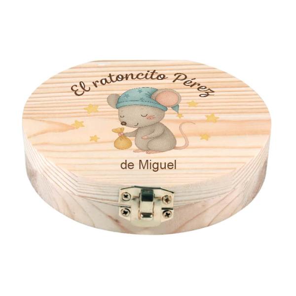 Regalos personalizados: Regalos con nombre: Caja de madera para dientes de leche 'Ratoncito'